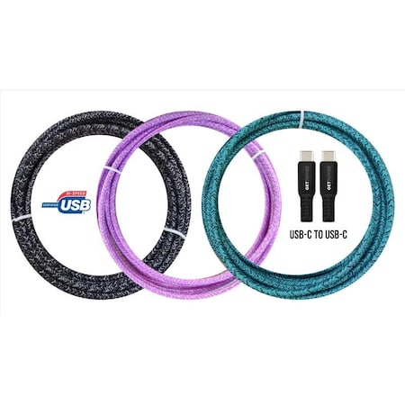 Getpower GetPower Assorted Braided USB-C Cable For Universal 10 ft. L GP-XL-BRDC-C